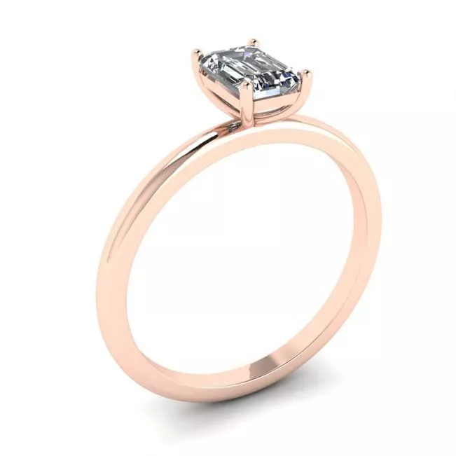 Emerald Cut Diamond Ring Rose Gold - Photo 3