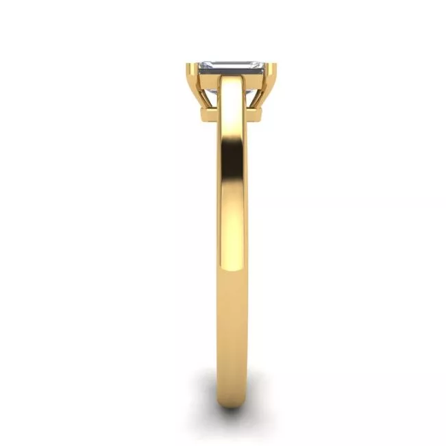 Classic Emerald Cut Diamond Solitaire Ring  Yellow Gold - Photo 2