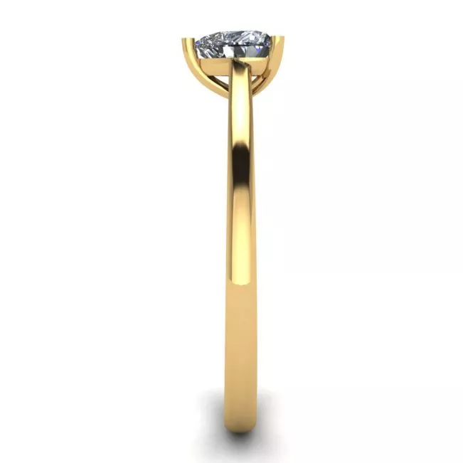 Simple Flat Ring with Heart Diamond Yellow Gold - Photo 2
