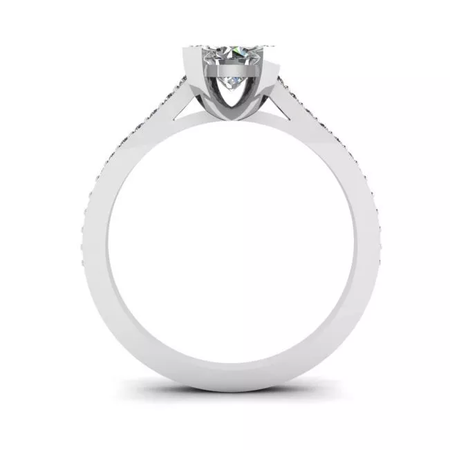 Designer Ring with Round Diamond and Pave - Photo 1