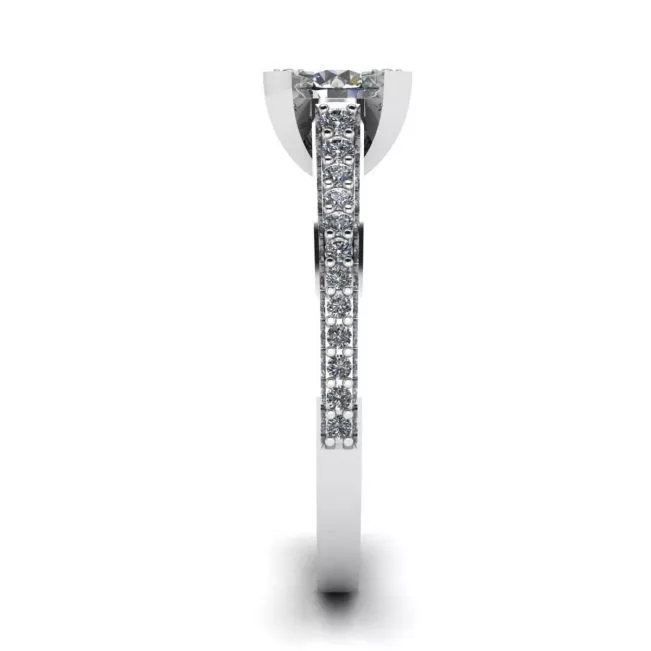 Designer Ring with Round Diamond and Pave - Photo 2
