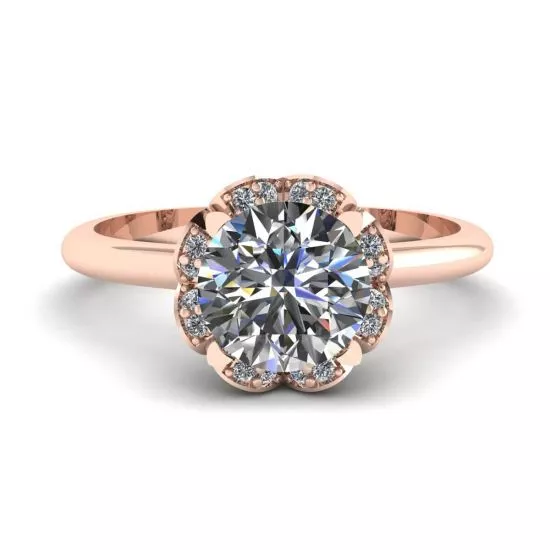 Lace Flower Cushion Diamond Ring Rose Gold, Enlarge image 1