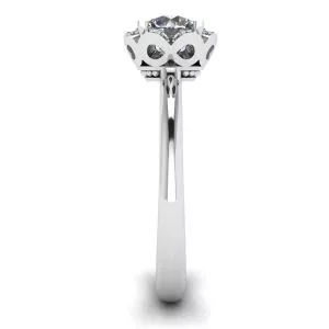 Lace Flower Cushion Diamond Ring White Gold - Photo 2