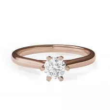 Crown diamond 6-prong engagement ring in rose gold