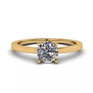 Round Diamond Solitaire Simple 18K Yellow Gold Ring