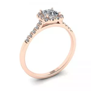 Halo Princess Cut Diamond Ring in Rose Gold - Photo 3