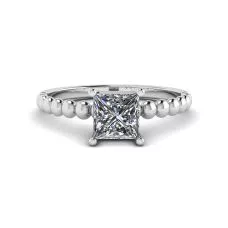 Bearded Ring with Princess Cut Diamond