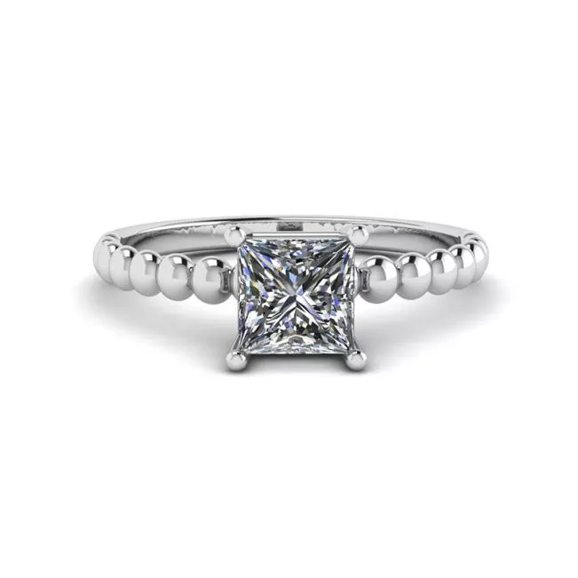 Bearded Ring with Princess Cut Diamond