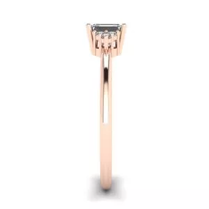 Emerald Cut Diamond Ring with Side Diamonds Rose Gold - Photo 2