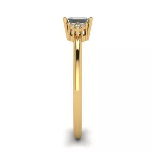 Emerald Cut Diamond Ring with Side Diamonds Yellow Gold - Photo 2