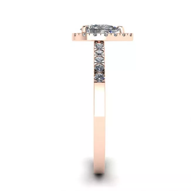 Halo Diamond Pear Shape Ring in 18K Rose Gold - Photo 2