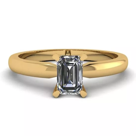 Rectangular Diamond Ring in White-Yellow Gold, Enlarge image 1