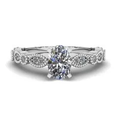 Oval Diamond Romantic Style Ring White Gold