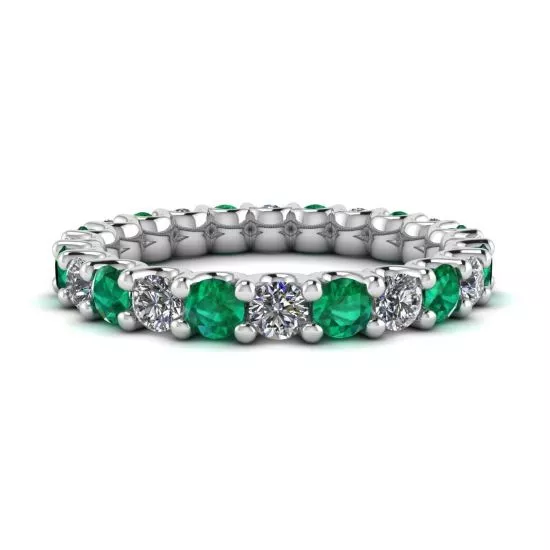 Eternity ring with Emeralds and Diamonds, Enlarge image 1