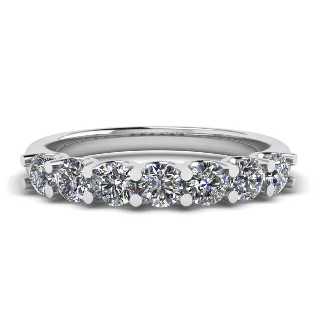 Classic Seven Round Diamond Ring White Gold