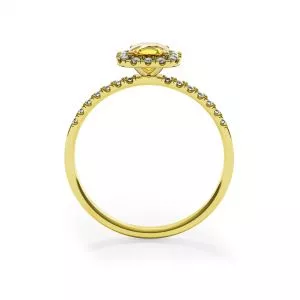 Cushion 0.5 ct Yellow Diamond Ring with Halo Yellow Gold - Photo 1