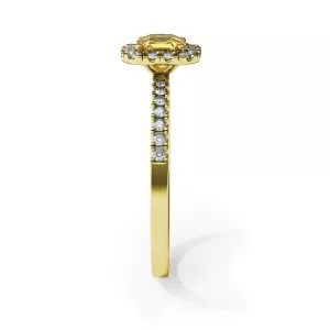 Cushion 0.5 ct Yellow Diamond Ring with Halo Yellow Gold - Photo 2