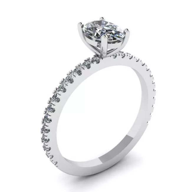 Oval Diamond Ring with Side Pave - Photo 3