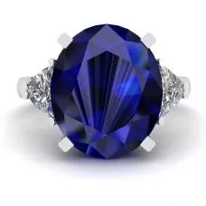 Three Stone Ring with Sapphire White Gold