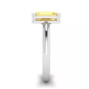 2 carat Emerald Cut Yellow Sapphire Ring White Gold - Photo 2