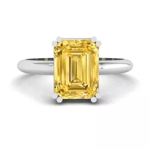 2 carat Emerald Cut Yellow Sapphire Ring White Gold