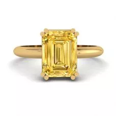 2 carat Emerald Cut Yellow Sapphire Ring Yellow Gold