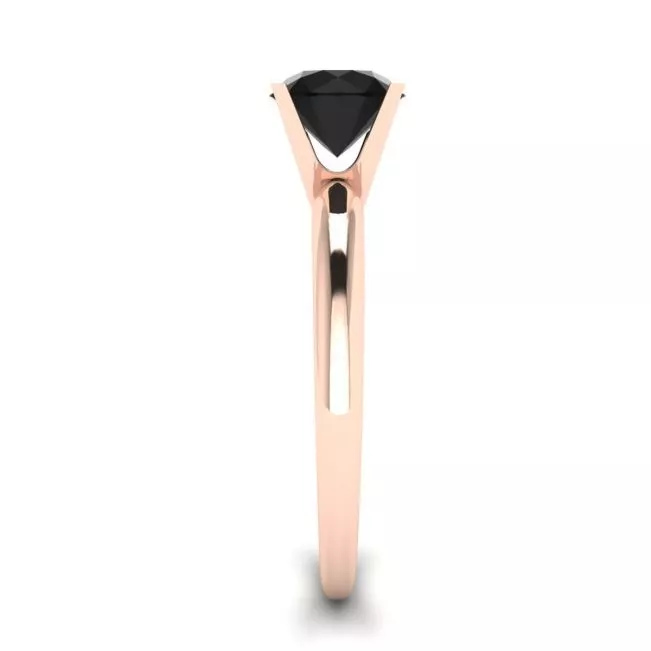 Black Diamond V Setting Ring  Rose Gold - Photo 2
