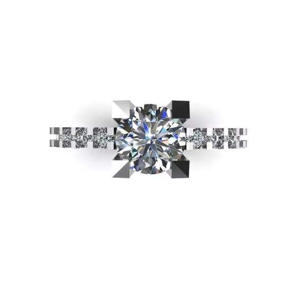 Round Diamond Ring with Side and Hidden Pave, Enlarge image 1