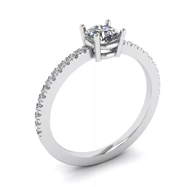 White Diamond Side Pave Ring 18K White Gold - Photo 3