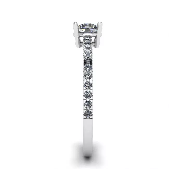 White Diamond Side Pave Ring 18K White Gold - Photo 2