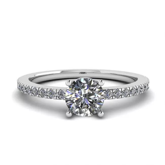 White Diamond Side Pave Ring 18K White Gold