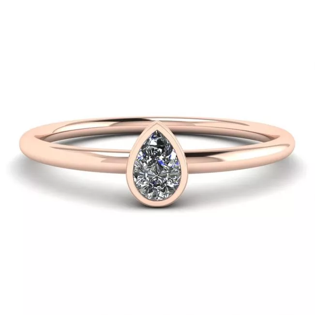 Pear Diamond Small Ring La Promesse Rose Gold