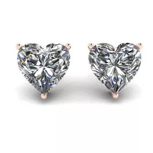 Heart Shape Diamond Stud Earrings Rose Gold