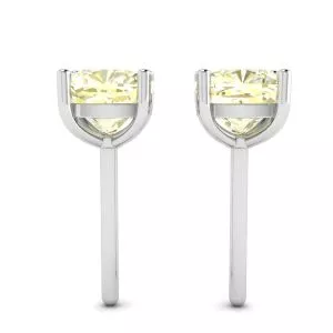 Cushion Yellow Diamond Stud Earrings in 18K White Gold - Photo 1