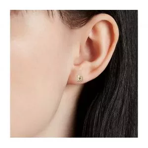 Cushion Yellow Diamond Stud Earrings in 18K Yellow Gold - Photo 3