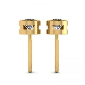 Round Diamond Studs Yellow Gold - Photo 1