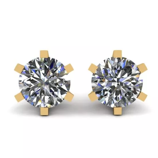 Classic Diamond Stud Earrings in 18K  Yellow Gold, Enlarge image 1