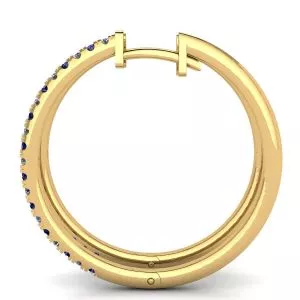Hoop Sapphire and Diamond Earrings Yellow Gold - Photo 1