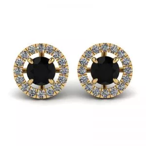 5 mm Black Diamond Studs with Detachable Halo Jackets Yellow Gold