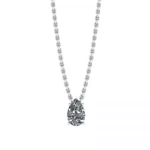 Pear Diamond Solitaire Necklace on Thin Chain