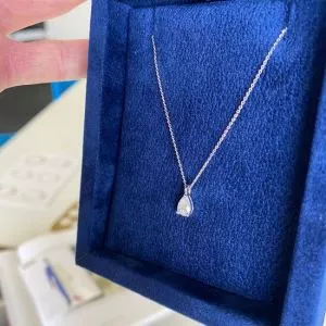 Pear Diamond Solitaire Necklace on Thin Chain - Photo 3