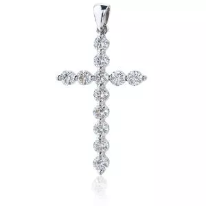 Cross Necklace with 12 diamonds in 18K White Gold