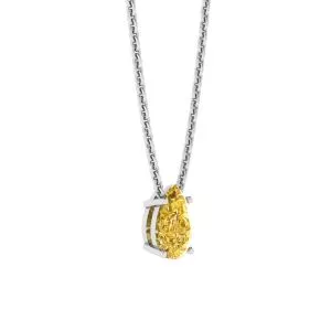 Pear Shaped Fancy Yellow Diamond Chain Necklace White Gold - Photo 1