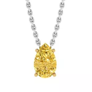 Pear Shaped Fancy Yellow Diamond Chain Necklace Yellow Gold