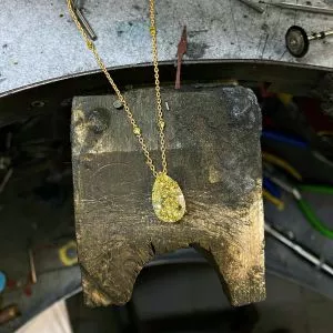 Pear Shaped Fancy Yellow Diamond Chain Necklace White Gold - Photo 2
