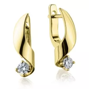 Small Earrings with 3 mm Diamond - Ruban Collection - Photo 2